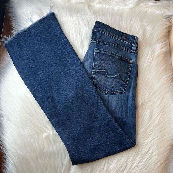 7 For All Mankind Bootcut Raw Hem Jeans Size 25 - Picture 1 of 9